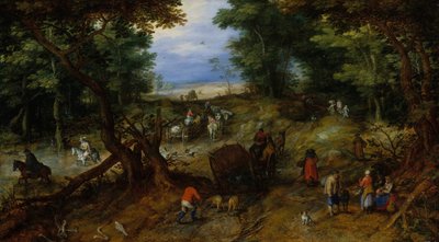 Erdős út utazókkal, 1607. alkotó: Jan Brueghel the Elder