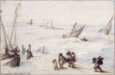 Tengerpart vitorlásokkal és viharos tengerrel alkotó: Jan Brueghel the Elder