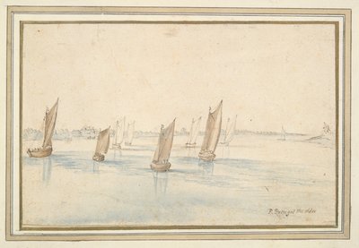A folyón vitorlázó csónakok, egy vidéki ház a távolban alkotó: Jan Brueghel the Elder
