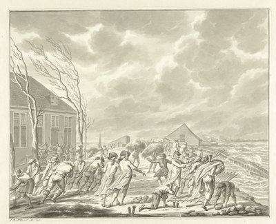 A Diemerzeedijk áradása Amszterdam mellett, 1776 alkotó: Jan Bulthuis (signed by artist)