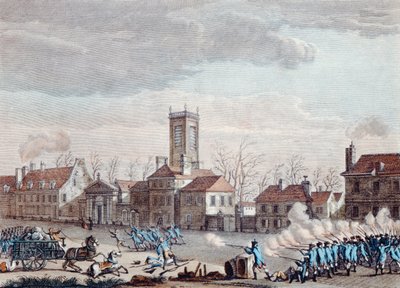 Csata a párizsi Eglise de la Chapelle előtt. a Fermiers Generaux-i sorompó őrei és a forradalmárok között 1791. január 24-én, 1795 körül. alkotó: Jan Bulthuis