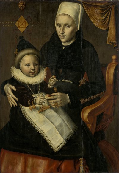 Anya és gyermeke Noord-Holland jelmezben alkotó: Jan Claesz. (attributed to)
