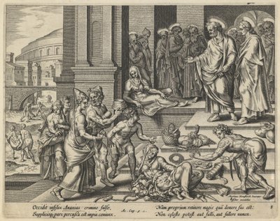 Ananiás és Sapphira példázata, 17. század eleje. alkotó: Jan Claesz Visscher