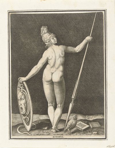 Minerva (cím a tárgyon) Párizsi ítélet (sorozat címe) alkotó: Jan Collaert (II)