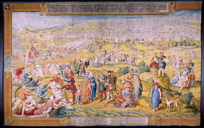 Flamand kárpit. Sorozat Tunisz meghódítása: Tunisz kifosztása. Jan Cornelisz Vermeyen karikaturista. Willem de Pannemaker stúdió, Brüsszel. 1545 körül. alkotó: Jan Cornelisz Vermeyen