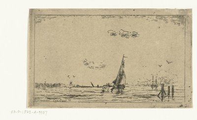 Kilátás a folyóra vitorlás hajóval alkotó: Jan Daniël Cornelis Carel Willem baron de Constant Rebecque