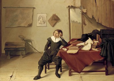 Szoba belseje egy asztalnál ülő férfival, 17. század alkotó: Jan Davidsz de Heem