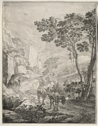 A két öszvér. Rocca Aquatico Ancona közelében. alkotó: Jan Dirksz Both