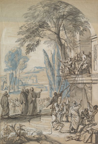Nursia Benedek elrendeli Apollón templomának lerombolását Monteben..., 17. közepe-18. sz. eleje alkotó: Jan Erasmus Quellinus