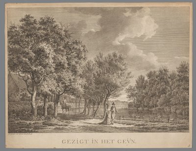 Táj egy pár sétál a Gein partján Gezigt in het Geÿn (cím a tárgyon) alkotó: Jan Evert Grave
