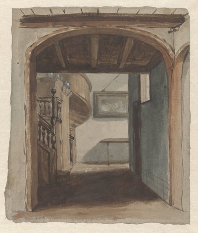 Belső kilátással a lépcsőre alkotó: Jan Fabius Czn (attributed to)