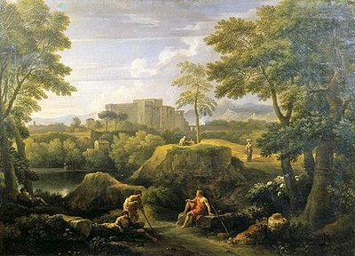 Tájkép figurákkal (olaj, vászon) alkotó: Jan Frans van Bloemen