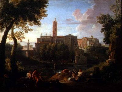 Tájkép figurákkal egy város mellett (81825 pár) alkotó: Jan Frans van Bloemen