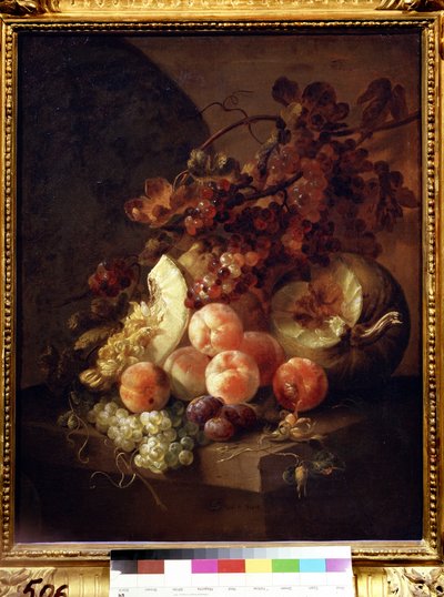 Csendélet őszibarackkal. Jan Frans van Son (1658-1718) festménye. Olaj, vászon, 77 x 64 cm alkotó: Jan Frans van Son