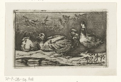 Négy kacsa a vízparton alkotó: Jan Gerard Smits