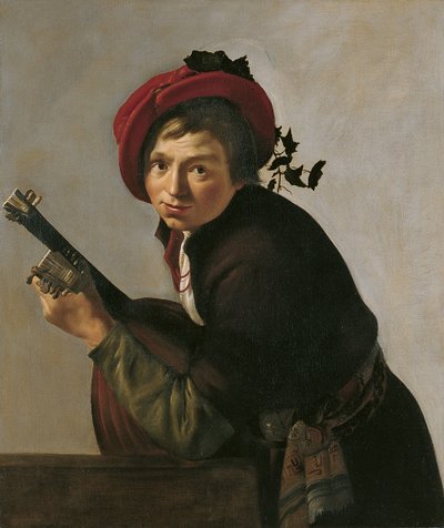Teorbón játszó férfi alkotó: Jan Gerritsz van Bronckhorst