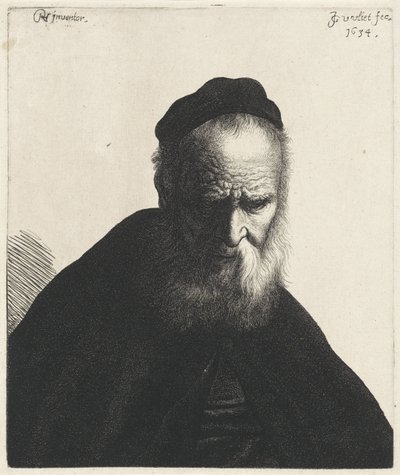 Egy szakállas és kalapos idős férfi mellszobra Tróniák Rembrandt után (sorozat címe) alkotó: Jan Gillisz. van Vliet