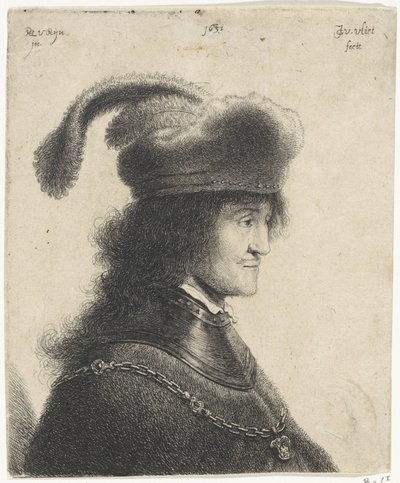 Férfi mellszobra nyakrésszel és tollas kalappal (Rakaczy György I.) alkotó: Jan Gillisz. van Vliet