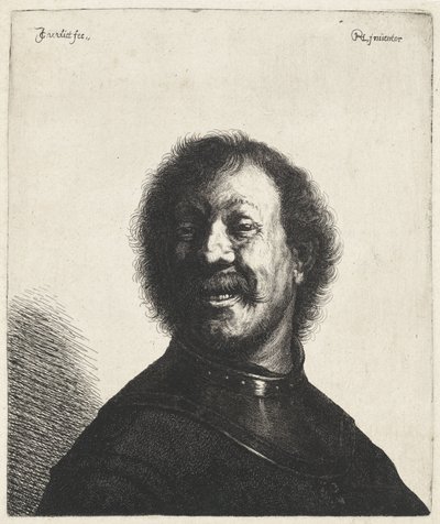 Mosolygó férfi nyakkal Tróniák Rembrandt után (sorozat címe) alkotó: Jan Gillisz. van Vliet