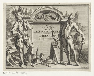 Twee jagers építészeti környezethez Címlap: James Beeverell, Nagy-Britannia és Írország gyönyörei, hetedik kötet, 1707 alkotó: Jan Goeree (possibly)