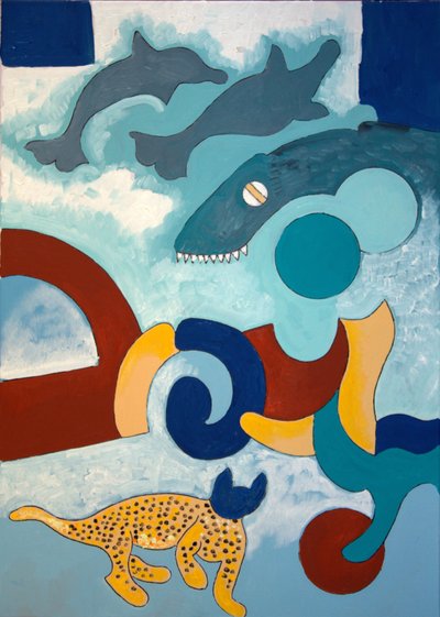 A Leopárdnak kék feje van, 2009 (olaj, vászon) alkotó: Jan Groneberg