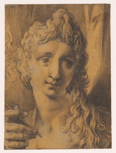 Fiatal vagy fiatal nő feje, aki egy burint (?) tart a kezében alkotó: Jan Harmensz. Muller
