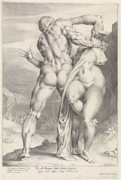 Egy szabin nő kirablása, hátulnézet Egy Sabine Woman rablása (sorozat címe) alkotó: Jan Harmensz. Muller