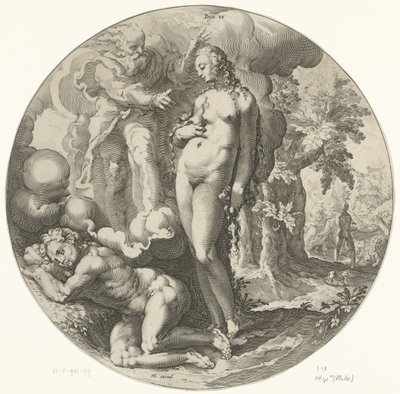 A teremtés hatodik napja: Az ember teremtése Dies VI (cím a tárgyon) A világ teremtése (sorozat címe) alkotó: Jan Harmensz. Muller