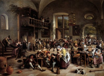 Buli egy fogadóban Zenészek, játékosok, ivók férfiai és női - Jan Havicksz (Havicksz) Steen (1626-1679) festménye alkotó: Jan Havicksz. Steen