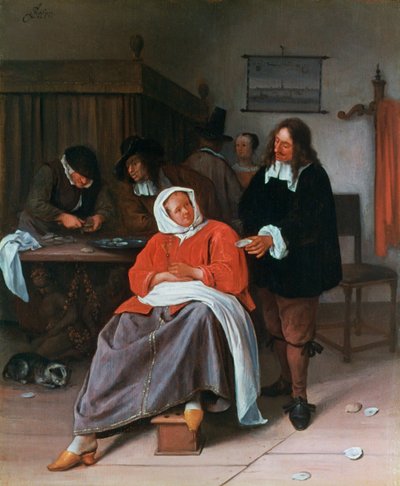 Egy férfi osztrigát kínál egy nőnek, c1660-1665 alkotó: Jan Havickszoon Steen