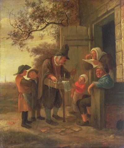 Szemüvegeket árusító pedár a kunyhón kívül, 1650-53 körül (panel) alkotó: Jan Havickszoon Steen