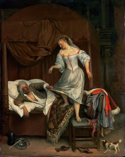 Hálószoba jelenet (panel) alkotó: Jan Havickszoon Steen