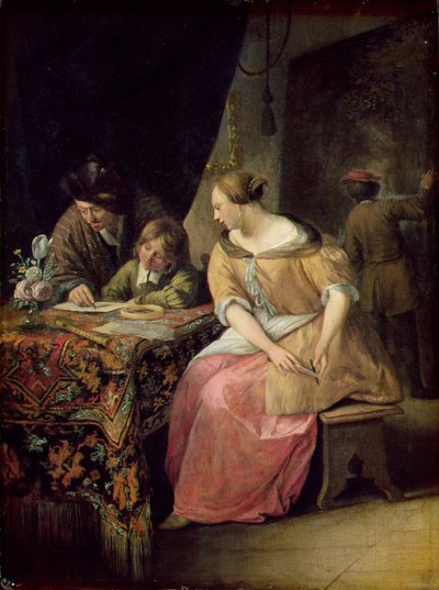 Belső tér egy festővel és családjával, 1670 körül (panel) alkotó: Jan Havickszoon Steen