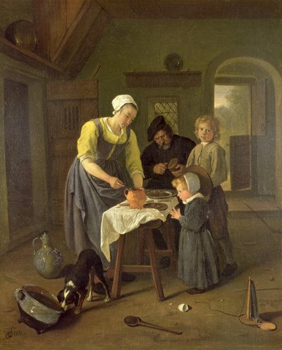 Parasztcsalád étkezés közben, 1665 körül alkotó: Jan Havickszoon Steen