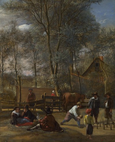 Skittle Players outside an Inn, 1660-63 körül alkotó: Jan Havickszoon Steen