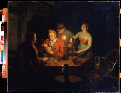 Kártyajáték. Jan Hendrik van Grootveld (1808-1855) festménye. Olaj, fa, 70 x 93 cm, 19. századi holland művészet. Távol-keleti Múzeum, Habarovszk (Oroszország). alkotó: Jan Hendrick van Grootvelt