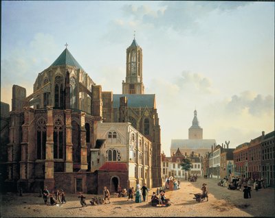 Kilátás az utrechti katedrális kórusára és tornyára, kb. 1829 alkotó: Jan Hendrik Verheyen