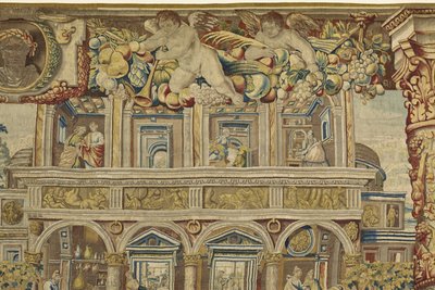 Részlet a palotáról és zenész angyalról Vertumnusból és Pomonából, 1630 körül alkotó: Jan II Raes