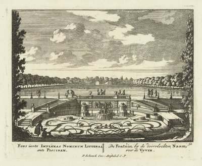 Szökőkút a nagy tónál a Paleis Het Loo kertjében, 1695-1705 alkotó: Jan I van Call