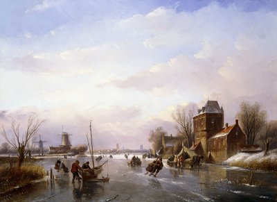 Korcsolyázók a fagyos tájon, alkotó: Jan Jacob Spohler