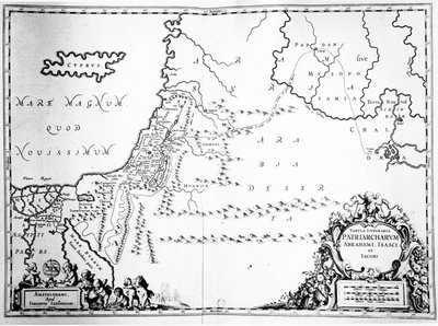 Ábrahám, Izsák és Jákob utazásainak térképe, 1652 alkotó: Jan Janssonius