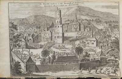Stepan Razins zavargások Asztrakhanban Innen: Three Remarkable Voyages, 1675 alkotó: Jan Jansz. Struys