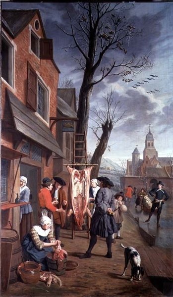 Outside the Butcher (egy a négyes sorozatból) alkotó: Jan Josef the Younger Horemans