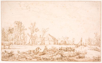 Egy csatorna egy falu közelében alkotó: Jan Josefsz van Goyen