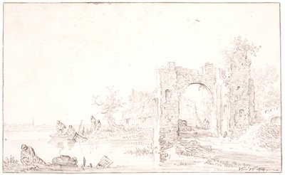 Folyói táj egy romokkal alkotó: Jan Josefsz van Goyen
