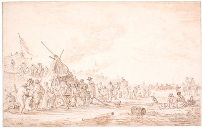 Tengerparti táj egy partra vetett bálnával alkotó: Jan Josefsz van Goyen