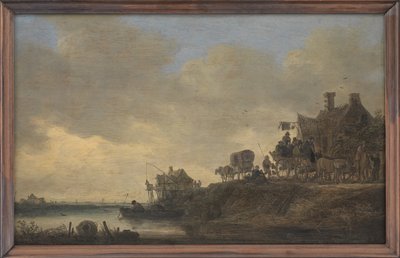Folyói jelenet a "Swan" kocsmával alkotó: Jan Josefsz van Goyen