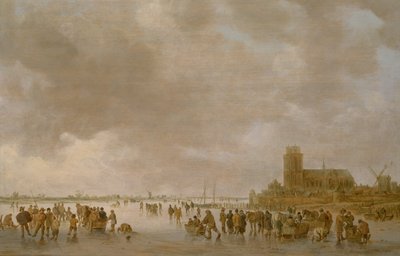 Téli táj műkorcsolyázással a jégen alkotó: Jan Josephsz van Goyen
