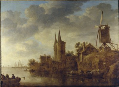 Folyói táj Oostport capricciojával, Delft, 1644 körül (olaj, vászon) alkotó: Jan Josephsz van Goyen