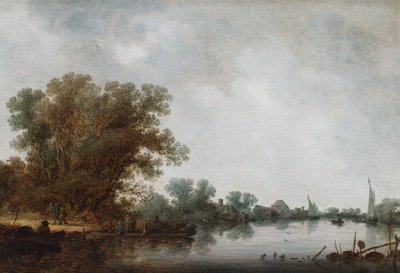 Egy folyami jelenet egy komphajóval, amely a bal parton indul el alkotó: Jan Josephsz van Goyen